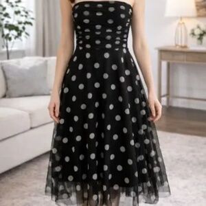 BCBG Strapless Polka Dot Tulle Dress Size 6